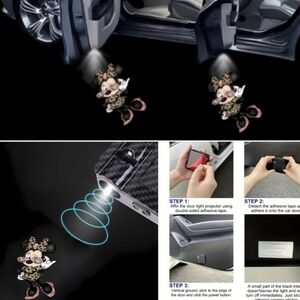 2 Minnie mouse wireless universal car door projector lights